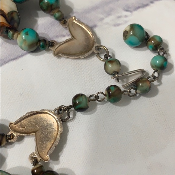 Vintage Boho Marbled Necklace & Clip Earring Set - Picture 5 of 9